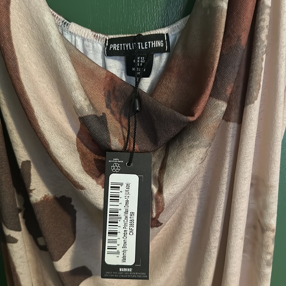 Maternity Beige Floral Printed Cowl Maxi Dress - Picture 6 of 6